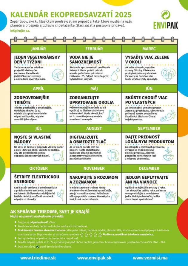 Kalendár ekopredsavzatí na rok 2025