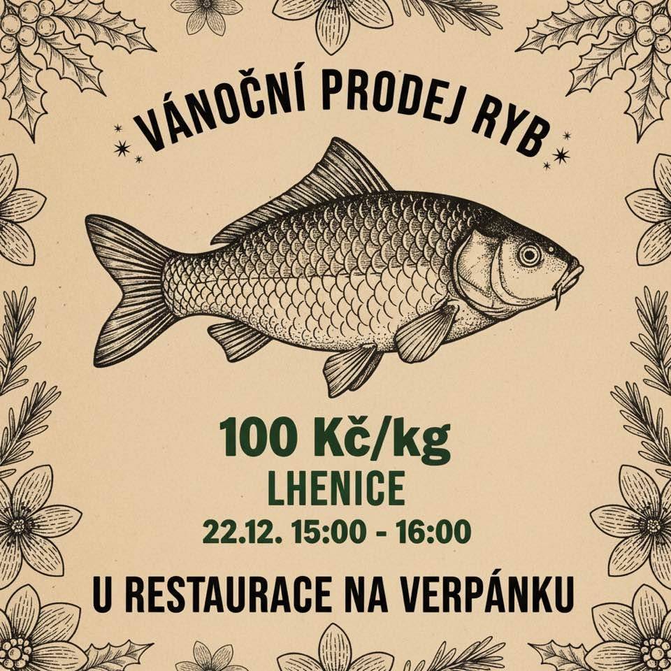 V pondělí 22.12. se před restaurací "Na Verpánku" uskuteční prodej kaprů.