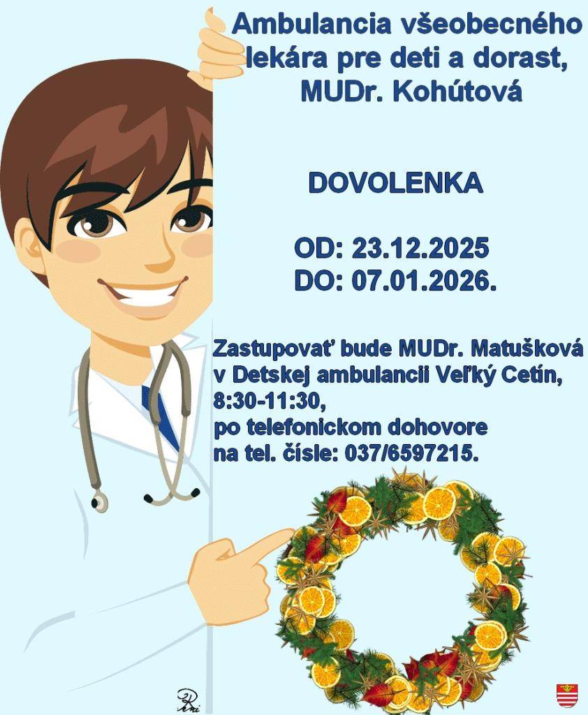 OZNAM - AMBULANCIA PRE DETI A DORAST POHRANICE  ÉRTESÍTÉS - GYERMEK ÉS IFJÚSÁGI RENDELŐ POGRÁNY