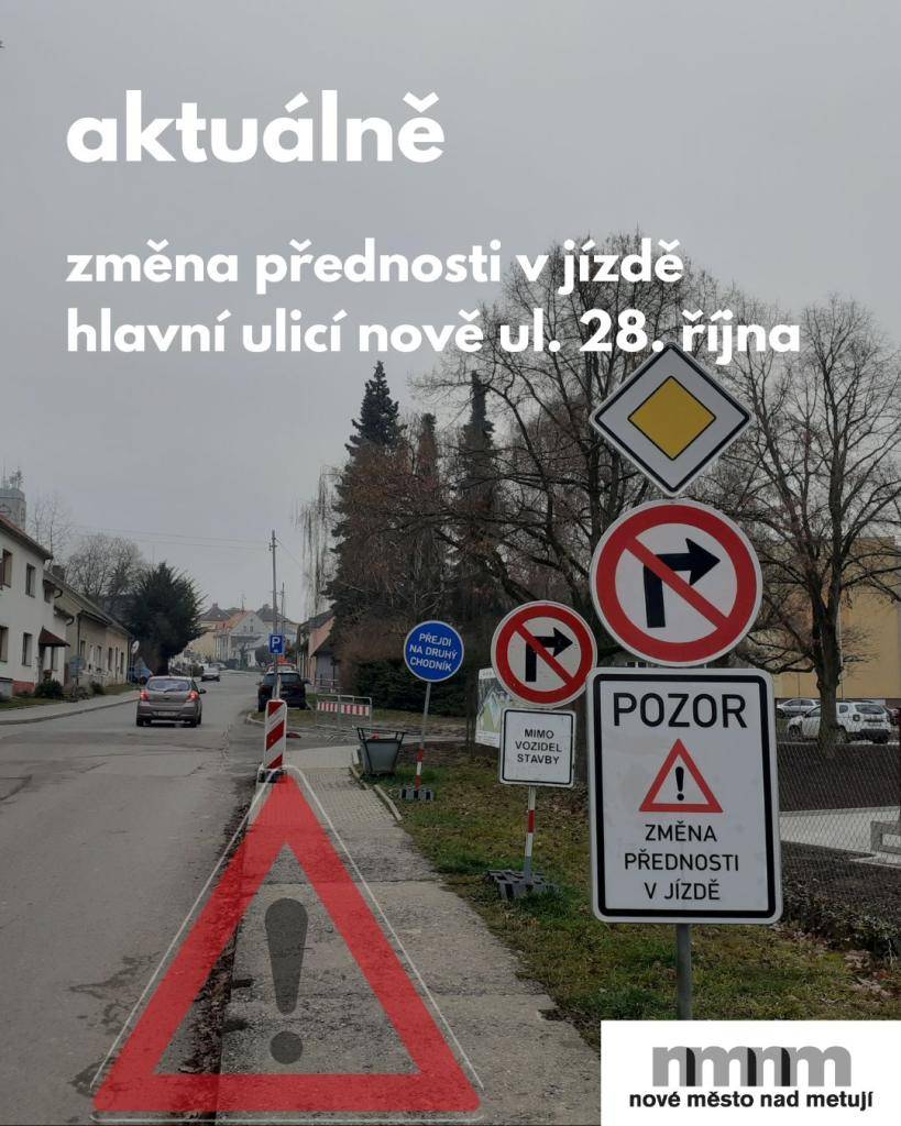 rozhraní ulic Malecí - 28. října - Rašínova  hlavní komunikací nově ulice 28. října