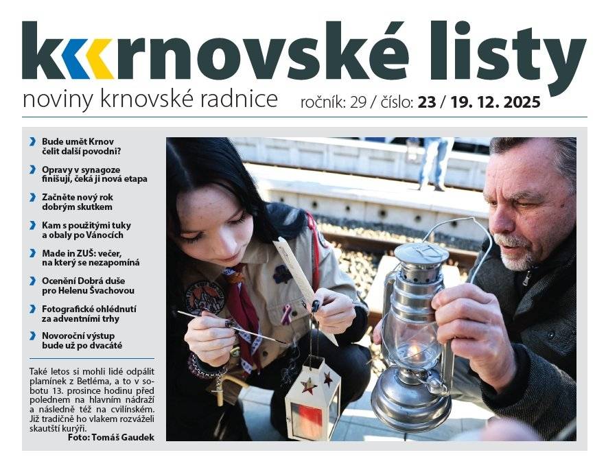 Dnes vycházejí Krnovské listy. V elektronické podobě je najdete na našem webu, v tištěné na obvyklých distribučních místech.