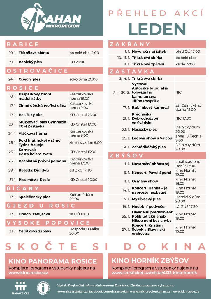 Kulturní přehled na měsíc lede