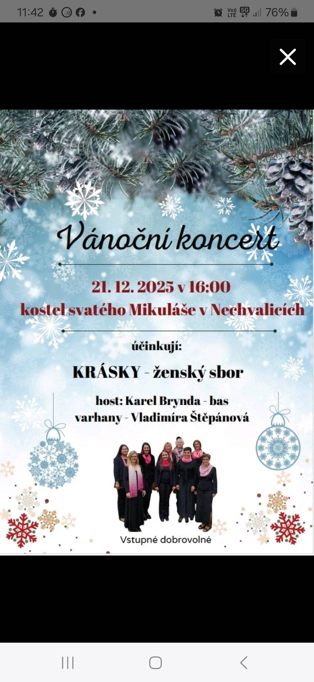 Připomínám dnešní koncert od 16 00 hodin v kostele v Nechvalicích.