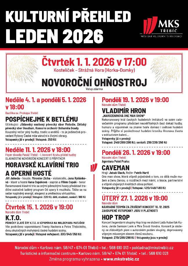 Kulturní přehled leden 2026.