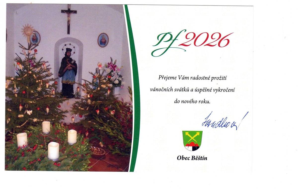 Přeji Vám krásné prožití vánočních svátků v klidu, zdraví a ve společnosti těch, na kterých Vám nejvíce záleží. Do roku 2026 Vám z celého srdce přeji dostatek energie, inspirace a radosti. Ať Vám nový rok přinese klid, zdraví a dobré lidi kolem sebe a ať se Vám daří naplňovat všechna Vaše osobní i profesní přání. Houdková Jaroslava starostka obce