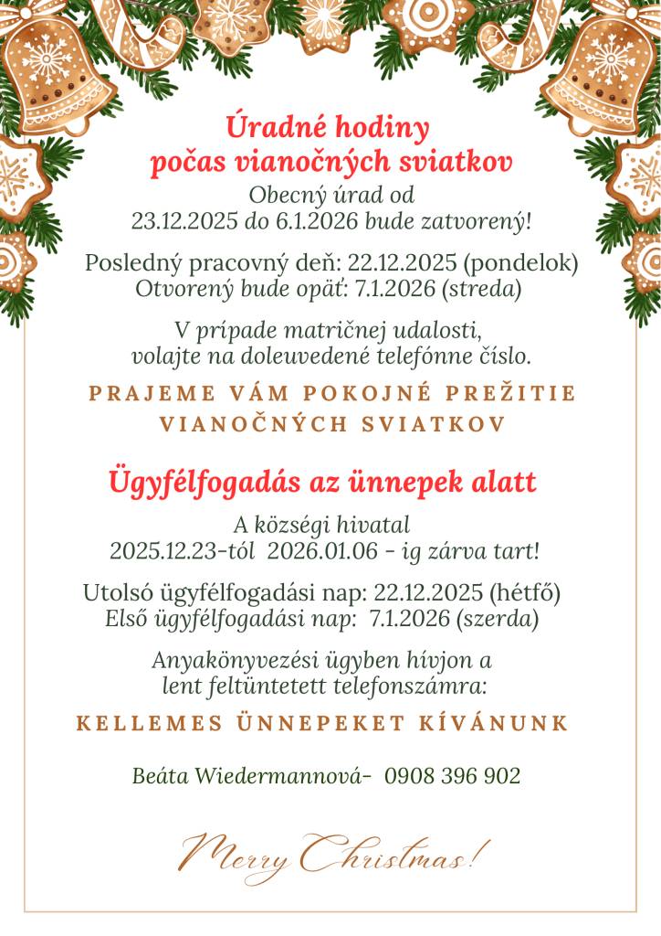 Ügyfélfogadás az ünnepek alatt