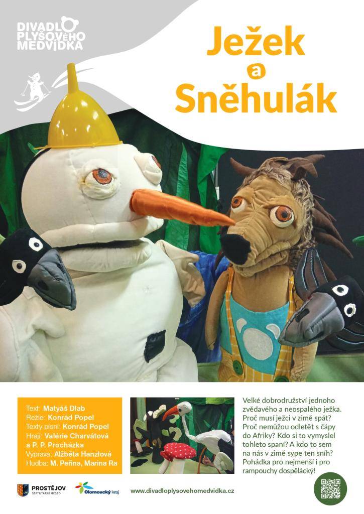 Příchod nového roku ve školce oslavíme divadelním představením souboru Divadlo plyšového medvídka z Prostějova. V pondělí 5.1.2026 od 10:30 pro nás bude připravena pohádka "Ježek a Sněhulák".