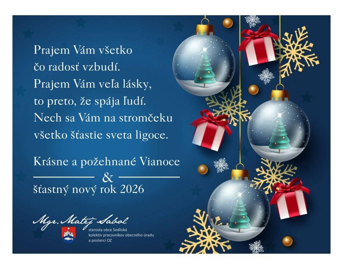 Požehnané vianočné sviatky a šťastný nový rok.