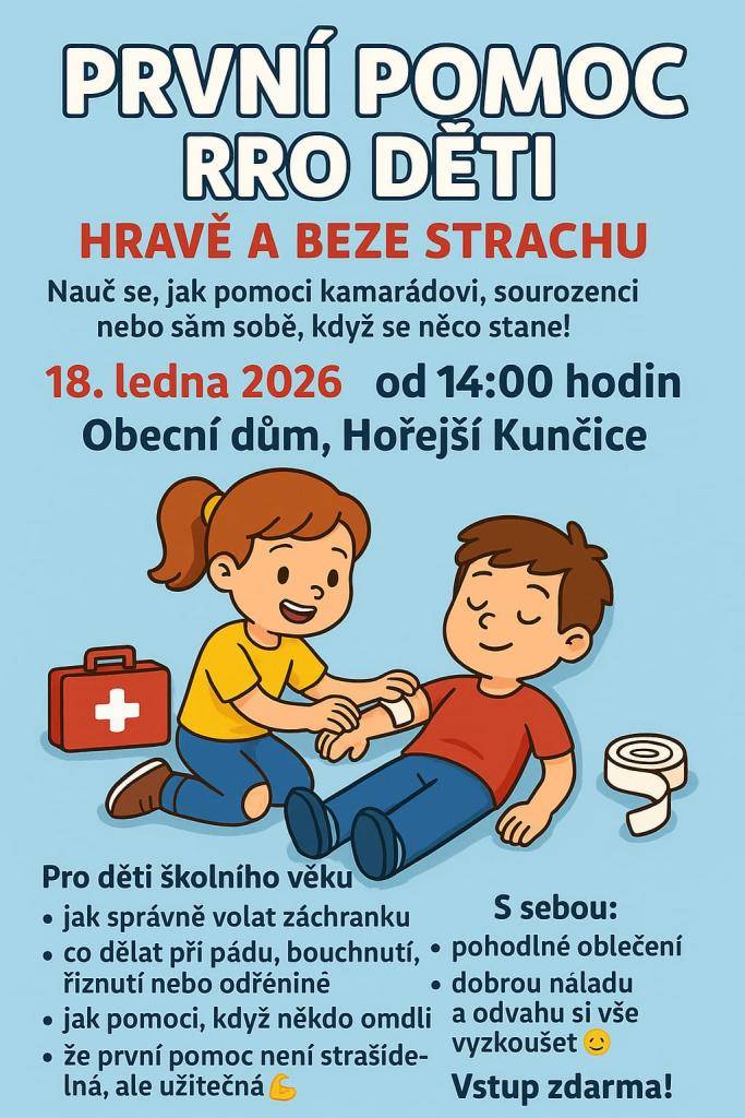 První pomoc pro děti - přednáška v Hořejších Kunčicích - 18. 1. 2026
