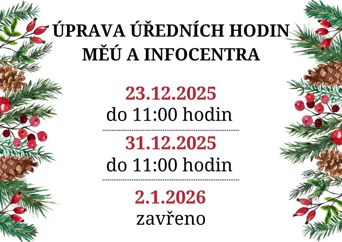 Prosíme, věnujte pozornost přiloženému přehledu a naplánujte si své návštěvy s předstihem. Děkujeme za pochopení a přejeme klidné sváteční dny. ✨