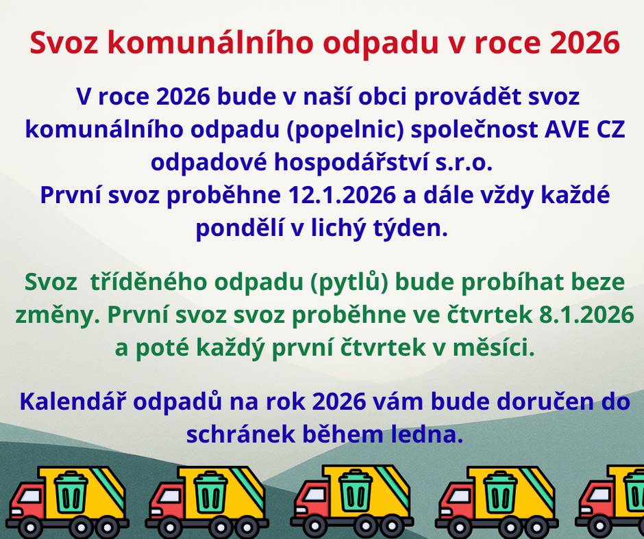Svoz komunálního odpadu v roce 2026