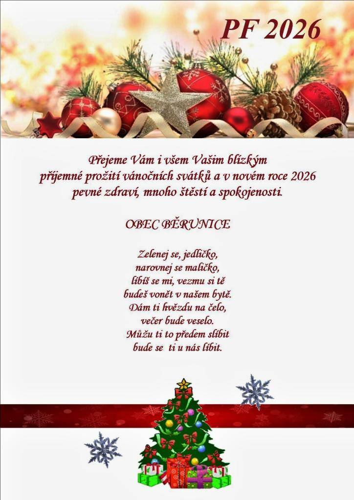 Přejeme Vám hezké sváteční dny a úspěšný nový rok   OBEC BĚRUNICE