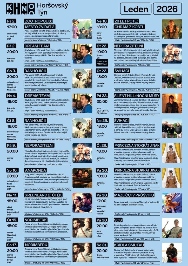 Program kina Horšovský Týn - LEDEN 2026