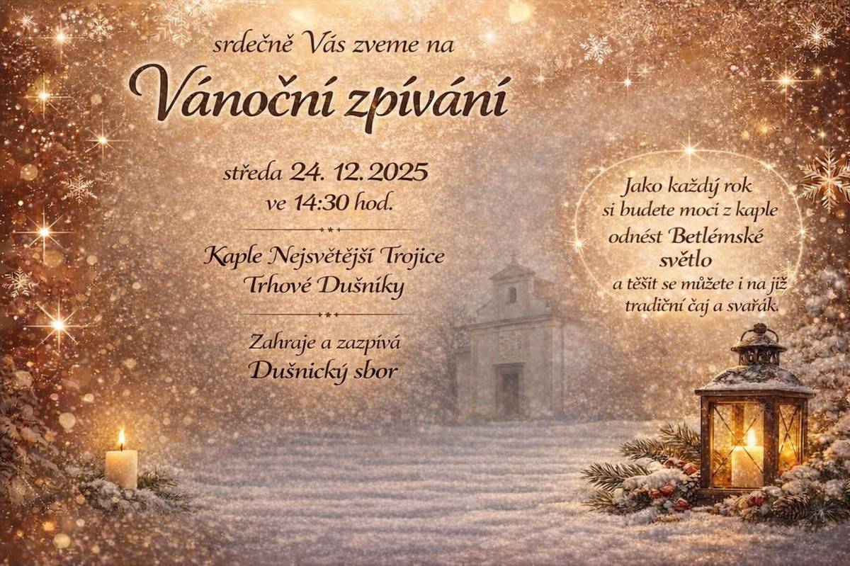 Vánoční zpívání 24.12.2025 ve 14.30 hod.
