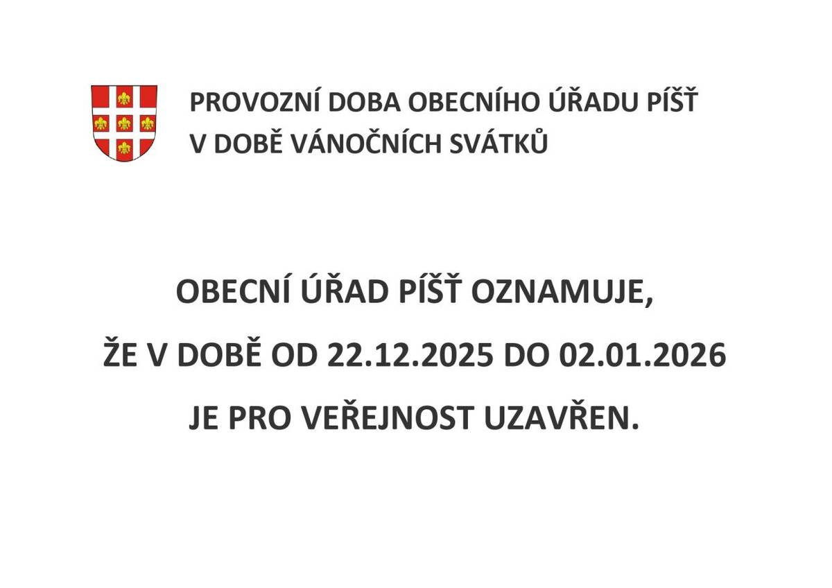 Oznámení o uzavření obecního úřadu