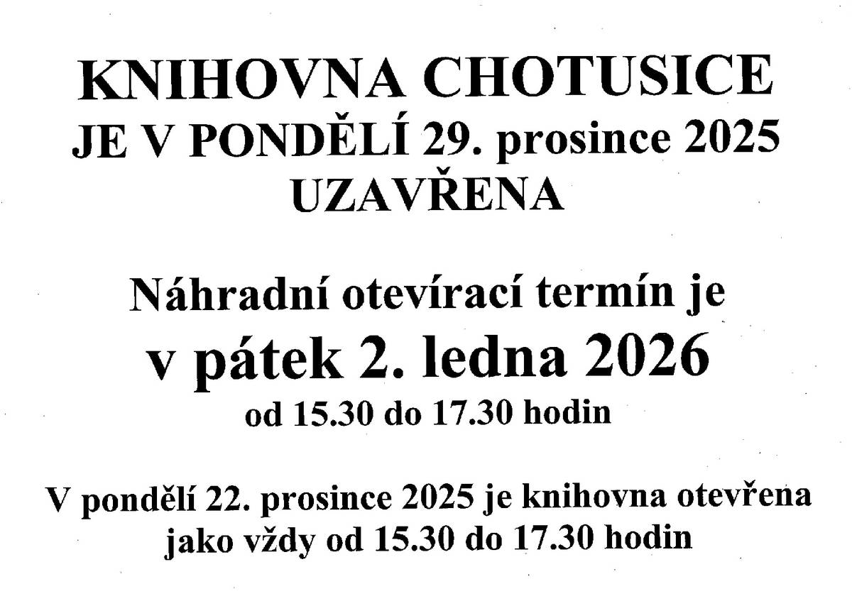 Náhradní termín je v pátek 2.ledna 2026