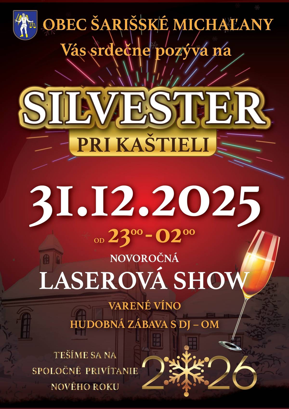 Rok 2025 je takmer na konci a pri tejto príležitosti Vás srdečne pozývame spoločne osláviť Silvester a privítať Nový rok 2026. 🎆🥳 Tešíme sa na Vás 31. decembra 2025 od 23:00 za kaštieľom v Šarišských Michaľanoch.