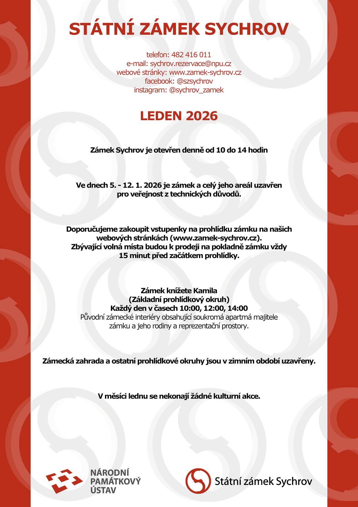 Přehled kulturních akcí na rok 2026 na zámku Sychrov naleznete v příloze.