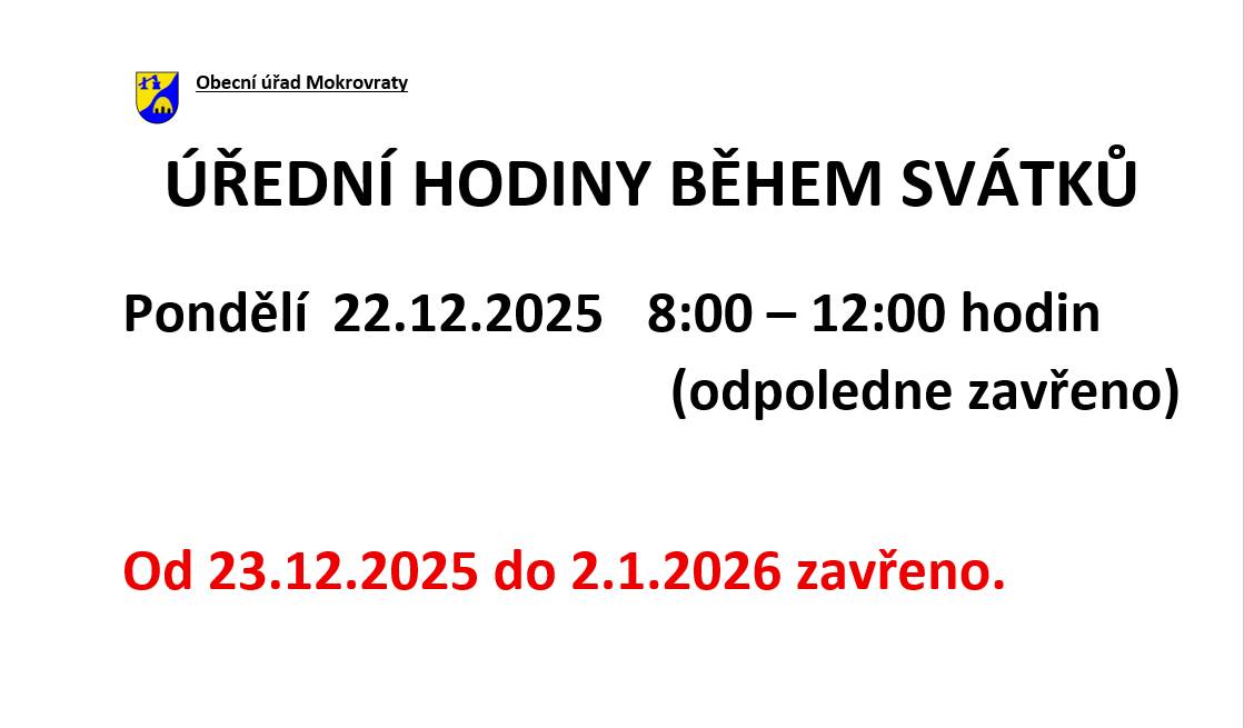 Provozní doba v závěru roku 2025