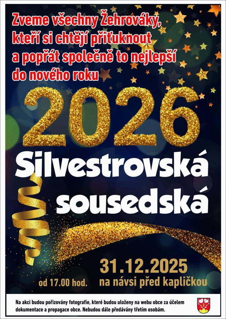 Přijďte ve středu 31. prosince od 17 hodin ke kapličce na společné setkání, popřát ostatním sousedům vše nejlepší do nového roku, přiťuknout si a strávit příjemný silvestrovský podvečer. Vlastní hrnečky vítány.