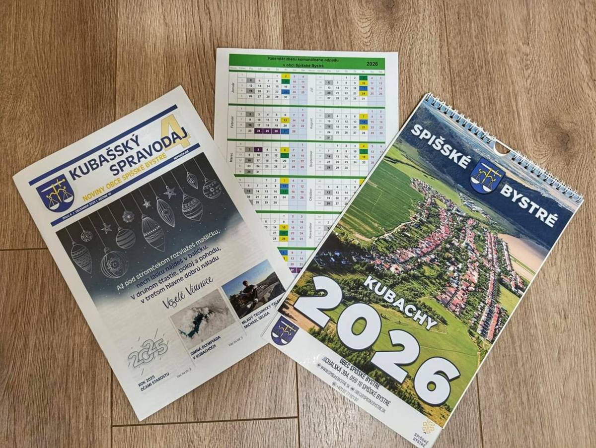 Posledné, tohtoročné vydanie novín Kubašský spravodaj v roku 2025 nájdete už vo svojich schránkach, spolu s kalendárom na rok 2026 a taktiež kalendárom zberu odpadu v našej obci.