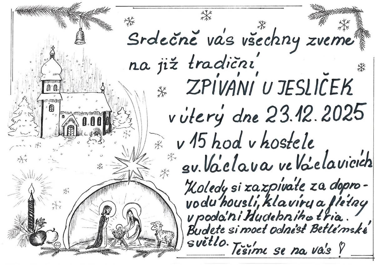 Vážení přátelé, než začnou Vánoce přinášíme aktuality: 👉 pozvánku na Zpívaní u Jesliček v kostele sv. Václava ve Václavicích 👉 pozvánky na akce spojené s vánočními svátky 👉 fotku (zřejmě ztraceného) kocourka, který se pohybuje v okolí adresy Provodov č.p. 108 👉 informace o tříkrálové sbírce Přejeme Vám hezké prožití vánočních svátků a v novém roce 2026 buďte především zdraví, plni optimismu a ať se Vám splní, co si přejete🙏. #obecprovodovsonov #aktuality