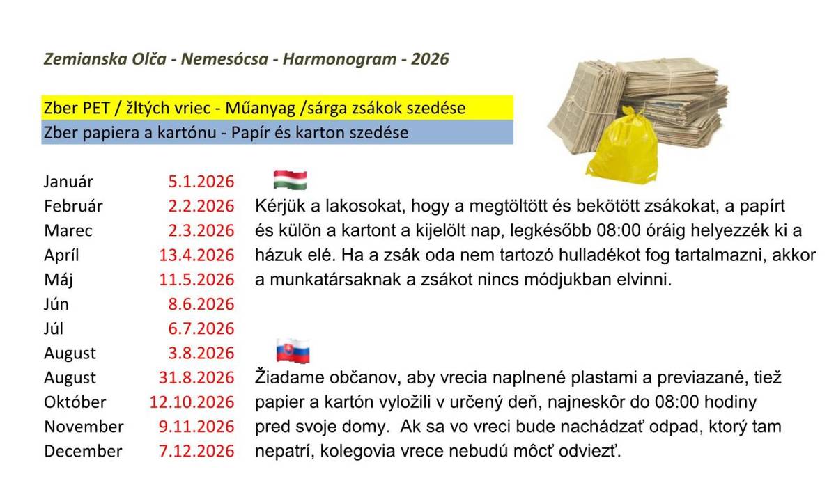 Értesítés / Oznam