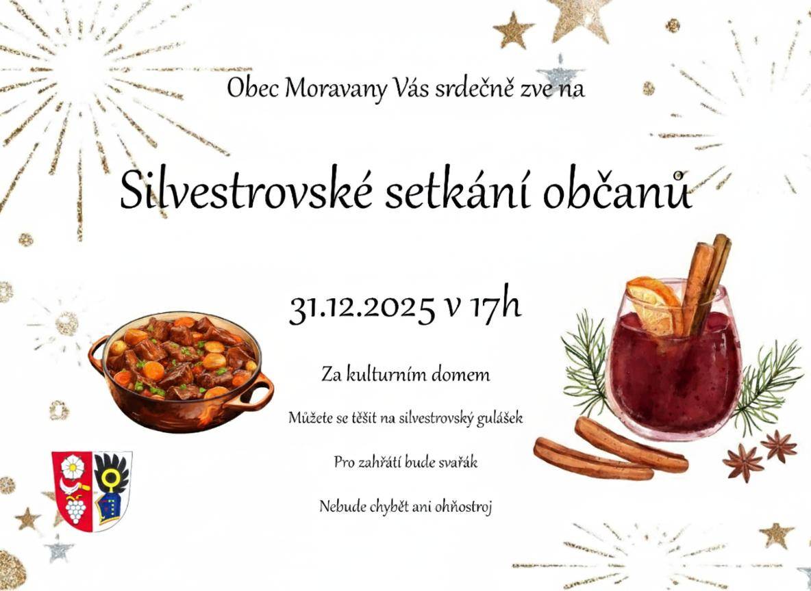 Zveme všechny občany na silvestrovské setkání občanů poslední den roku 2025.