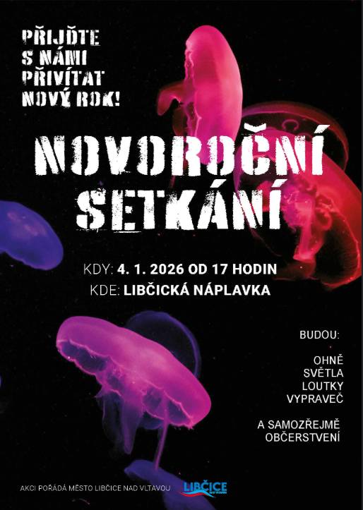 Přivítat nový rok, to se přeci musí! S radostí, světlem, společně. A to všechno bude a navíc trochu jinak. V neděli 4. ledna 2026 se v 17 hodin rozhoří ohně, připluje světlo, zavoní svařák a zrodí se příběh. Přijďte pobejt na náplavku!     Program:   17-18 hod Vystoupí Divadlo V.O.S.A / web / FB a vypravěčka Dominika Šindelková.   Divadlo V.O.S.A. Theatre - to je pouliční divadlo, velké loutky, akrobacie, oživené galerie, živá hudba, čirá radost. K nám přijedou s představením  Návštěvnícii -  podívejte se na to do přílohy.   Dominika Šindelková se v Libčicích už představila a svou energií naplnila letos na Festivalu Otevřená zahrada kostel až po strop.     A k tomu skvělé občerstvení   Manželé Babočtí - osvědčený catering, který znáte z mnoha akcí z našeho města i z blízkých Dolan. Svařák, pivo, teplé občerstvení.     Pinkiez / IG - novinka až z Karlových Varů. Růžový food truck se svým pozitivním nábojem. Kafe hot jako tvoje máma!     Těšíme se na nový rok společně na náplavce!