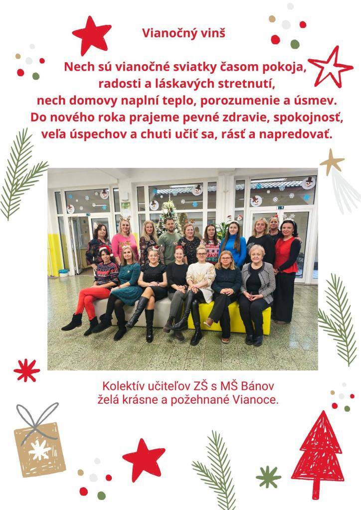 Vianočný vinš učiteľov ZŠ s MŠ Bánov