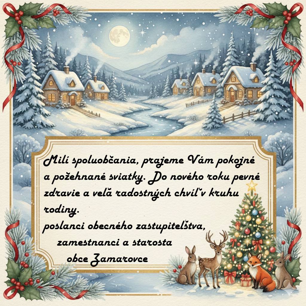 Milí spoluobčania, želáme Vám príjemné prežitie vianočných sviatkov a šťastný nový rok.