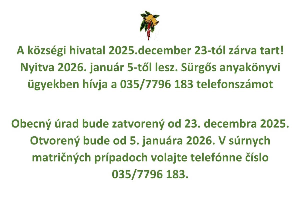 Értesítés / Oznam