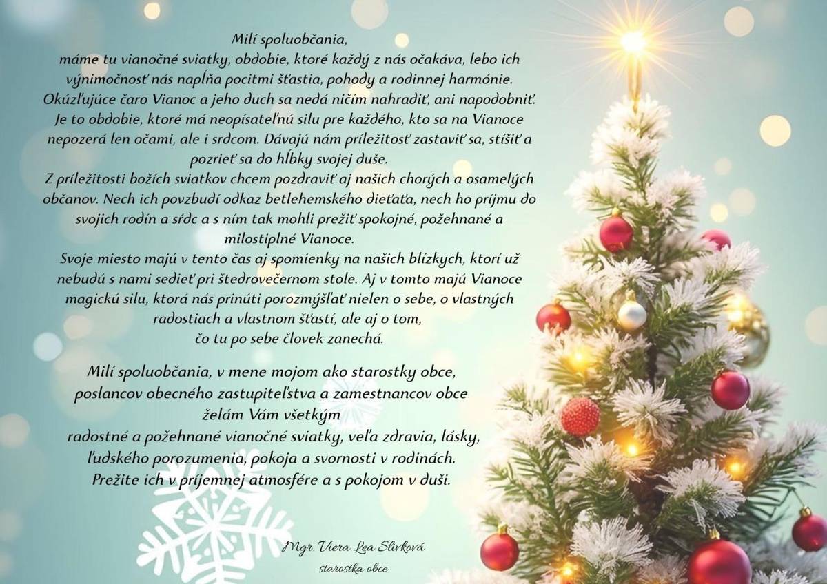 Pokojné, radostné a požehnané vianočné sviatky