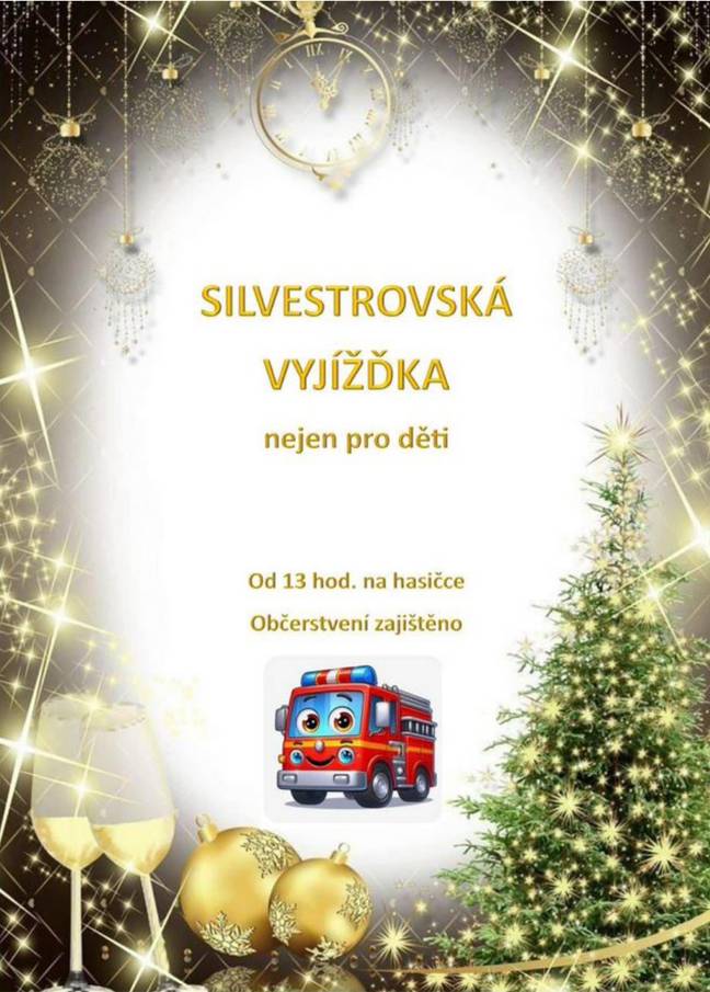Hasiči z Lovčic vás zvou na "Silvestrovskou vyjížďku".  Na silvestra od 13:00 hod na hasičce.