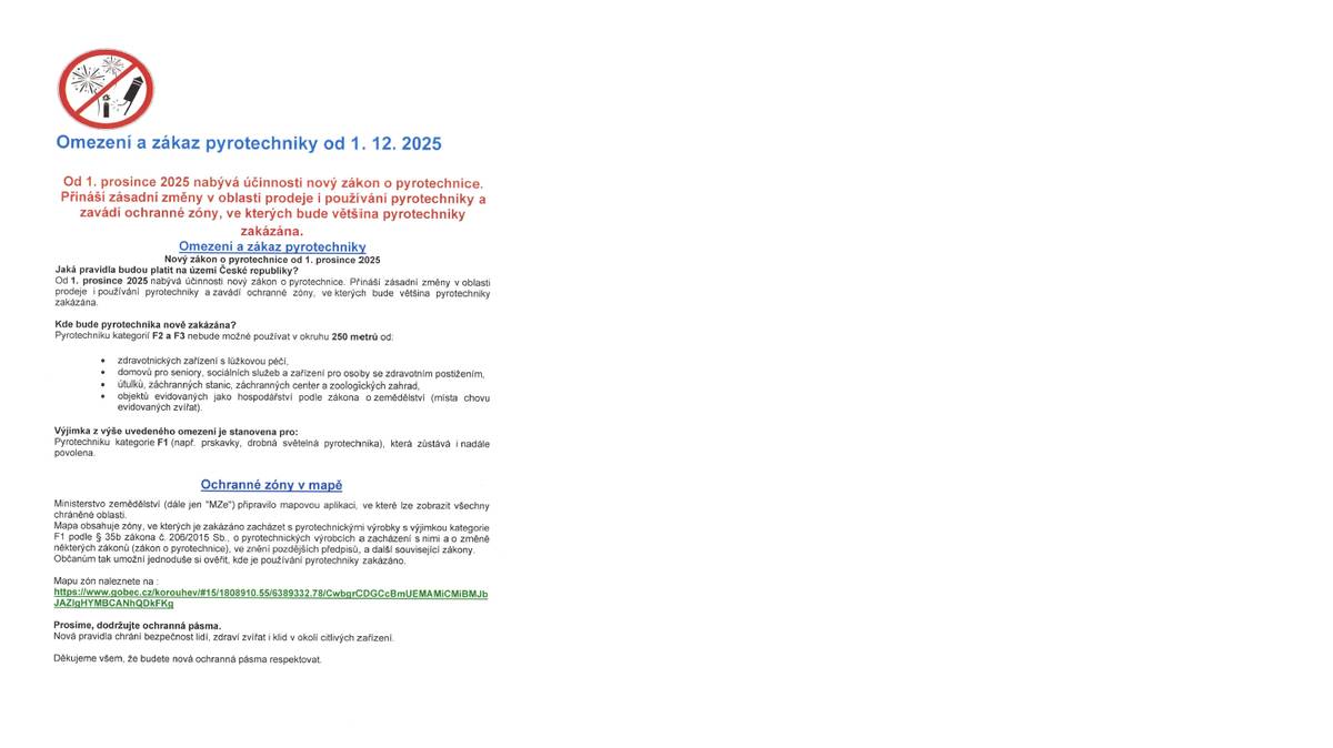 Omezení a zákaz pyrotechniky od 1.12.2025