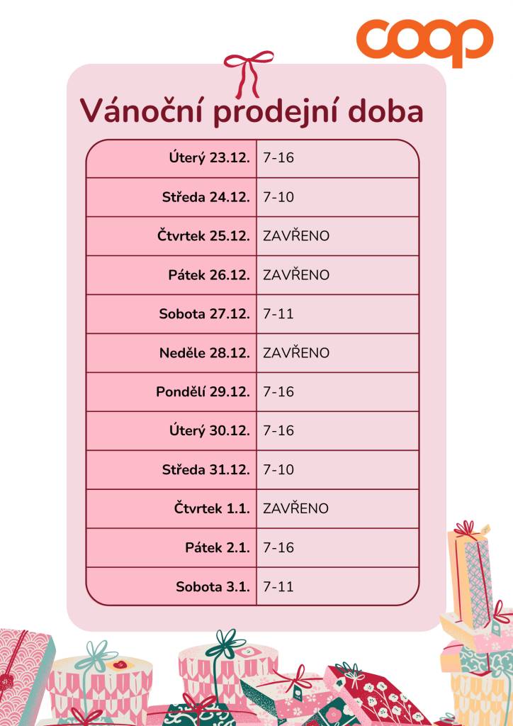 Podívejte se, jak je v obchodě otevřeno ve vánočním období a na začátku nového roku.