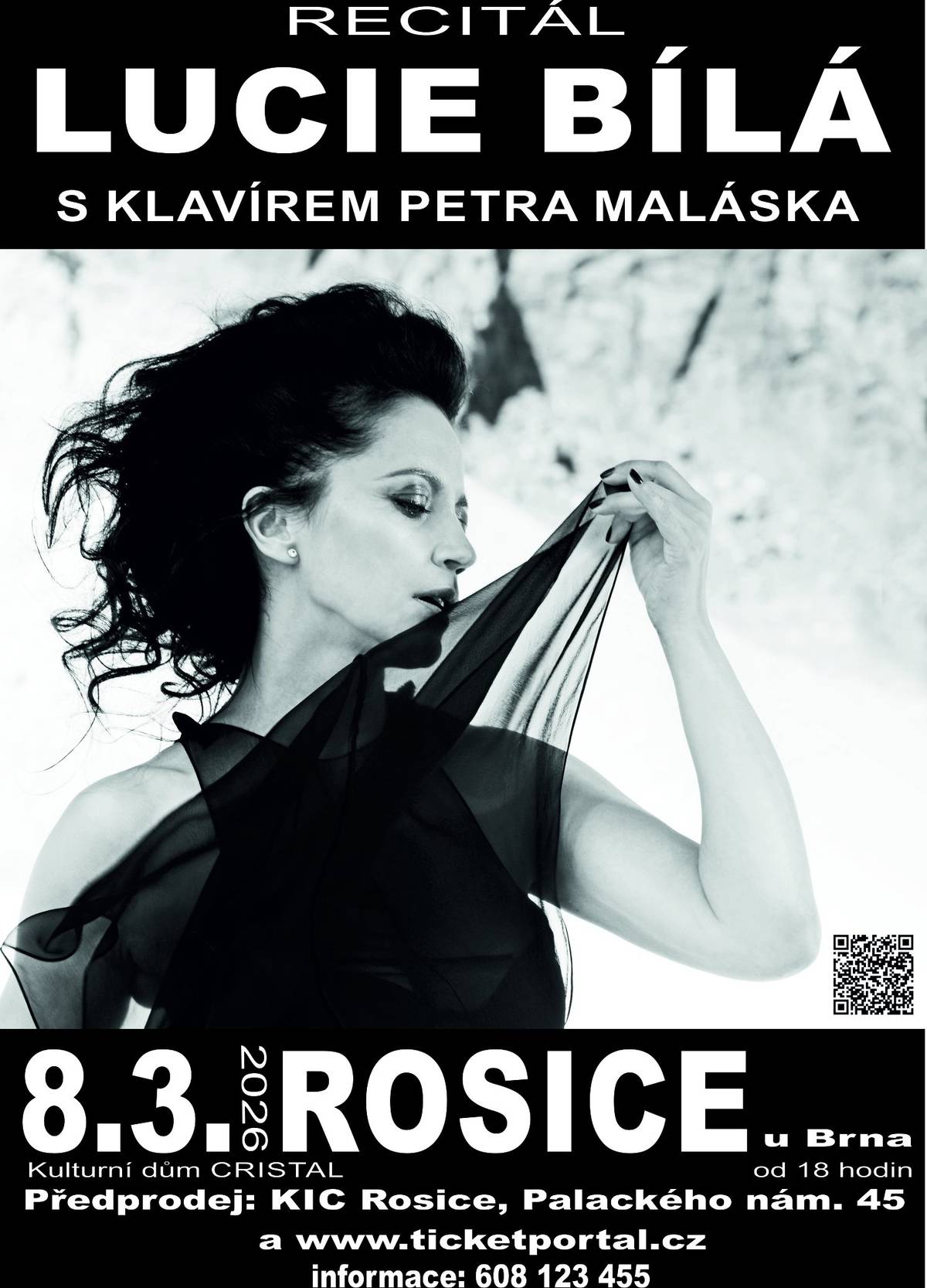 Recitál Lucie Bílé s klavírem Petra Maláska se uskuteční 08.03.2026 od 18 hod. v KD Cristal Rosice. Info na tel. 608123455.