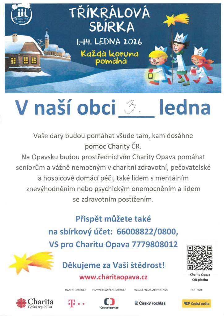 Tříkrálová sbírka - 3. 1. 2026