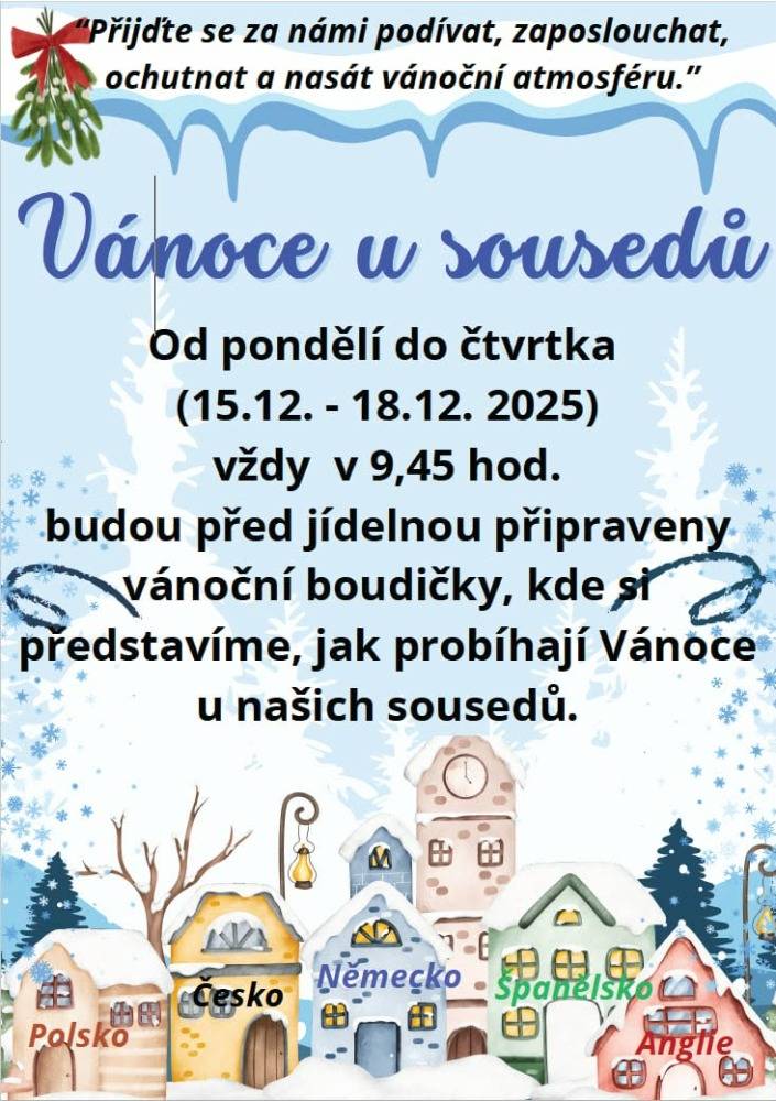 Poslední předvánoční týden si komise cizích jazyků při ZŠ Boskovice, Slovákova pro své žáky připravila projekt Vánoce u sousedů.