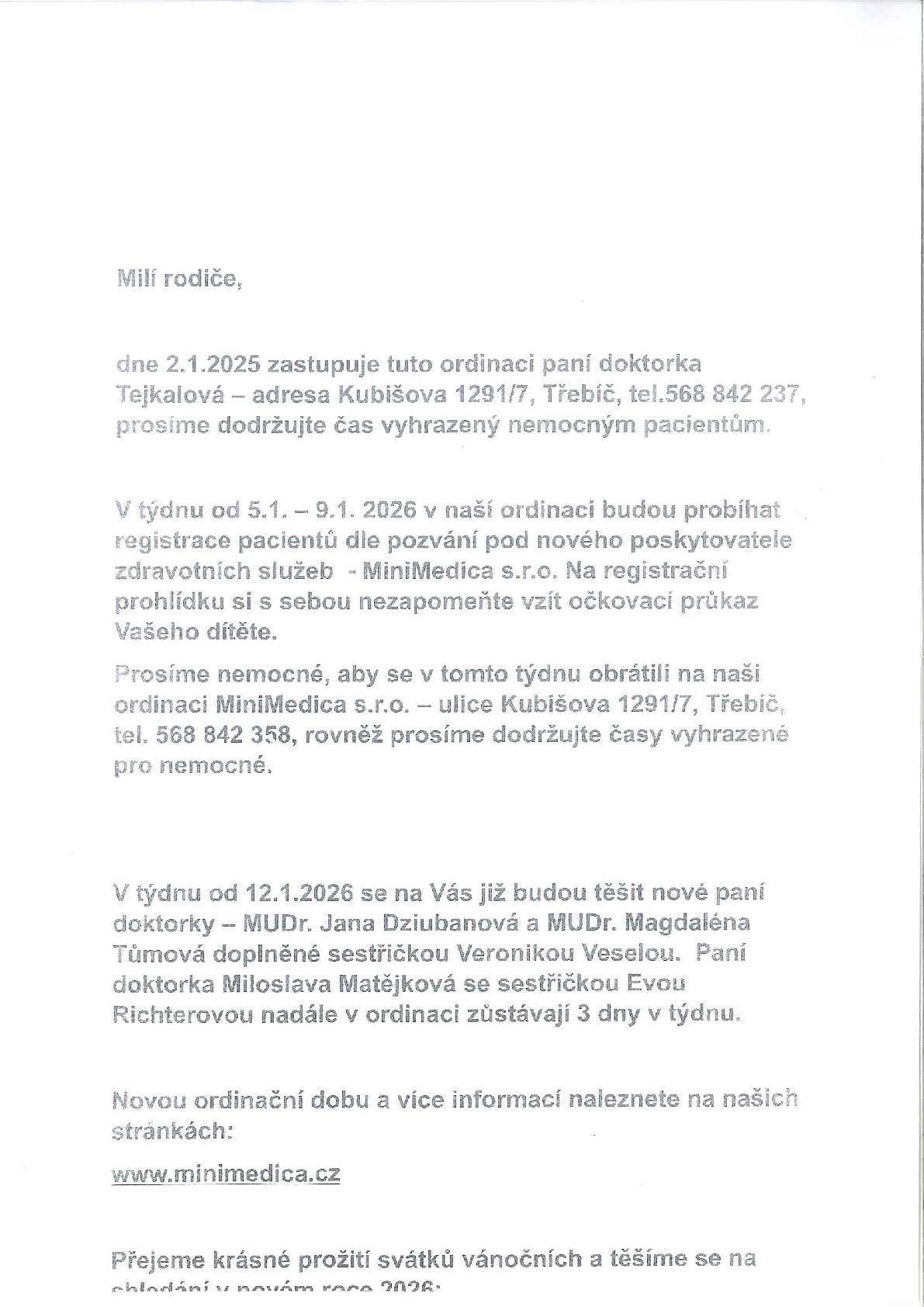 Registrace k MiniMedica.