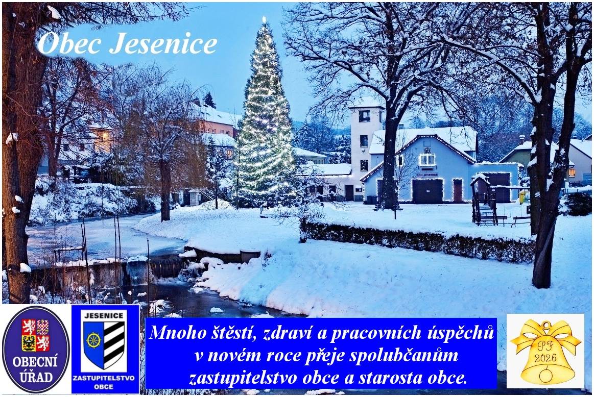 Vážení spoluobčané, přejeme vám šťastný a úspěšný nový rok 2026. Ať je plný zdraví, štěstí a osobních úspěchů. Děkujeme za vaši podporu v uplynulém roce a těšíme se na další spolupráci v naší obci. PF 2026.