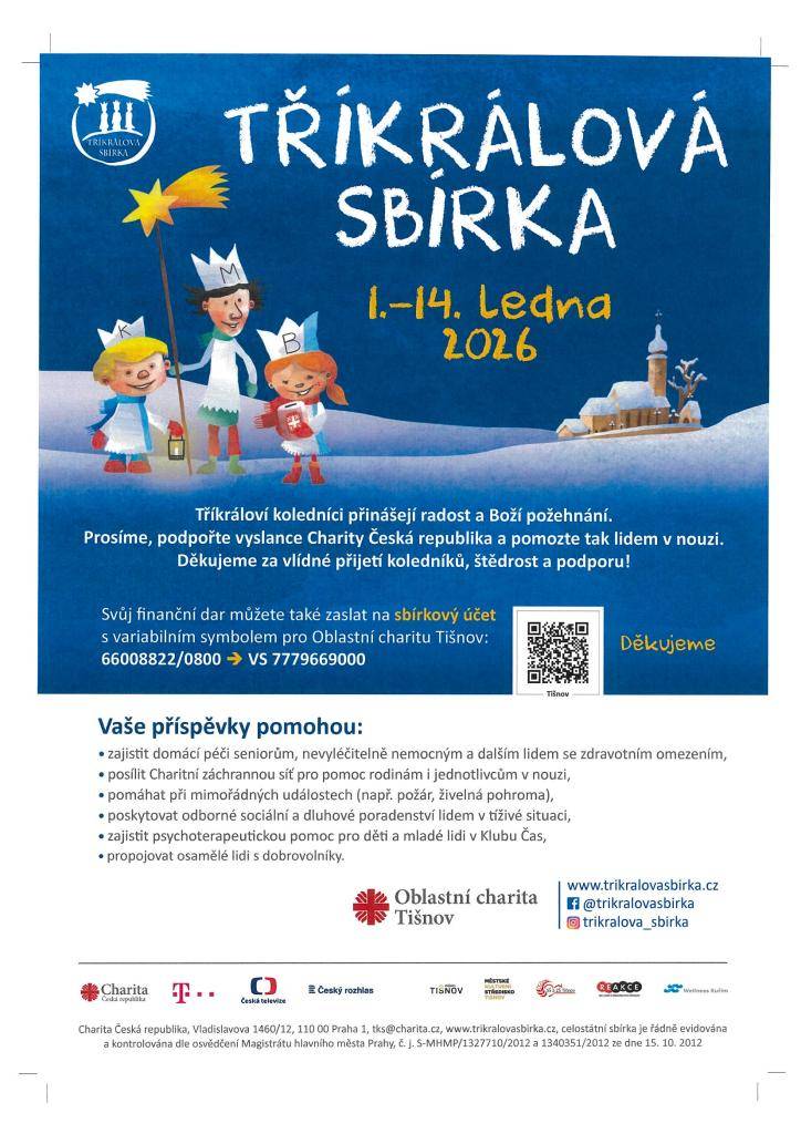 Tříkrálová sbírka proběhne v obci Šerkovice v neděli  4. ledna 2026