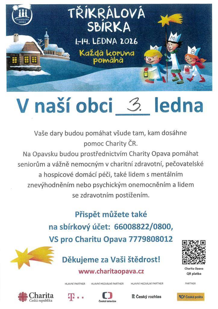 Sbírka proběhne v sobotu 3.1.2026