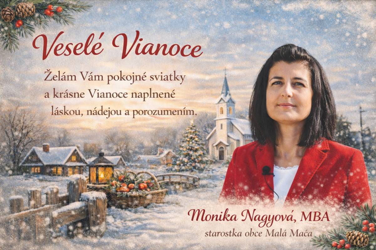 Požehnané sviatky Vám praje Monika Nagyová, MBA - starostka