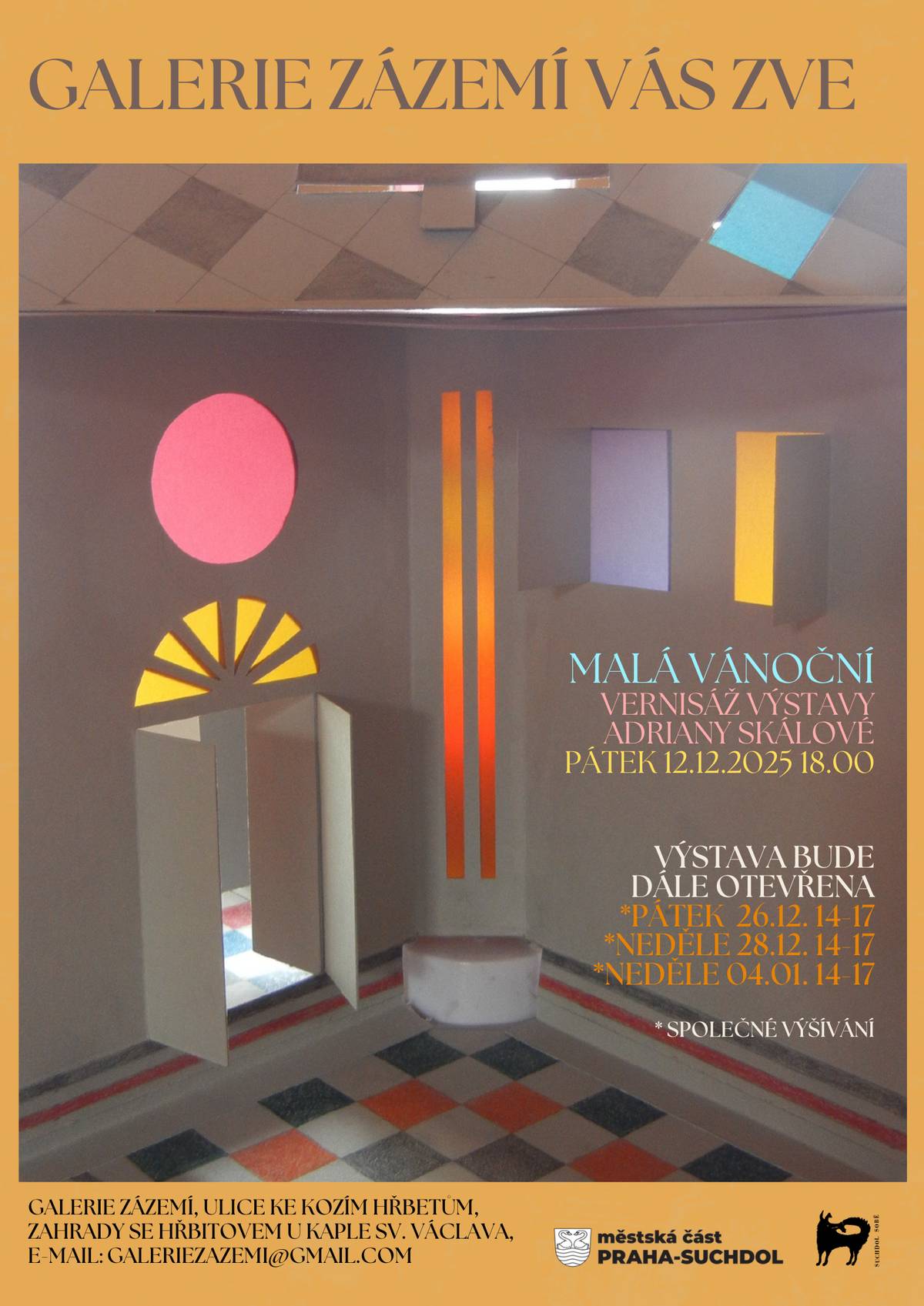Na sváteční procházce směrem ke kapli sv. Václava se můžete dnes a v neděli 28. prosince mezi 14. a 17. hodinou zastavit v Galerii zázemí (ve vstupním objektu do areálu Zahrad se hřbitovem u kaple sv. Václava) a prohlédnout si Malou vánoční výstavu Adriany Skálové. Těšíme se na setkání.