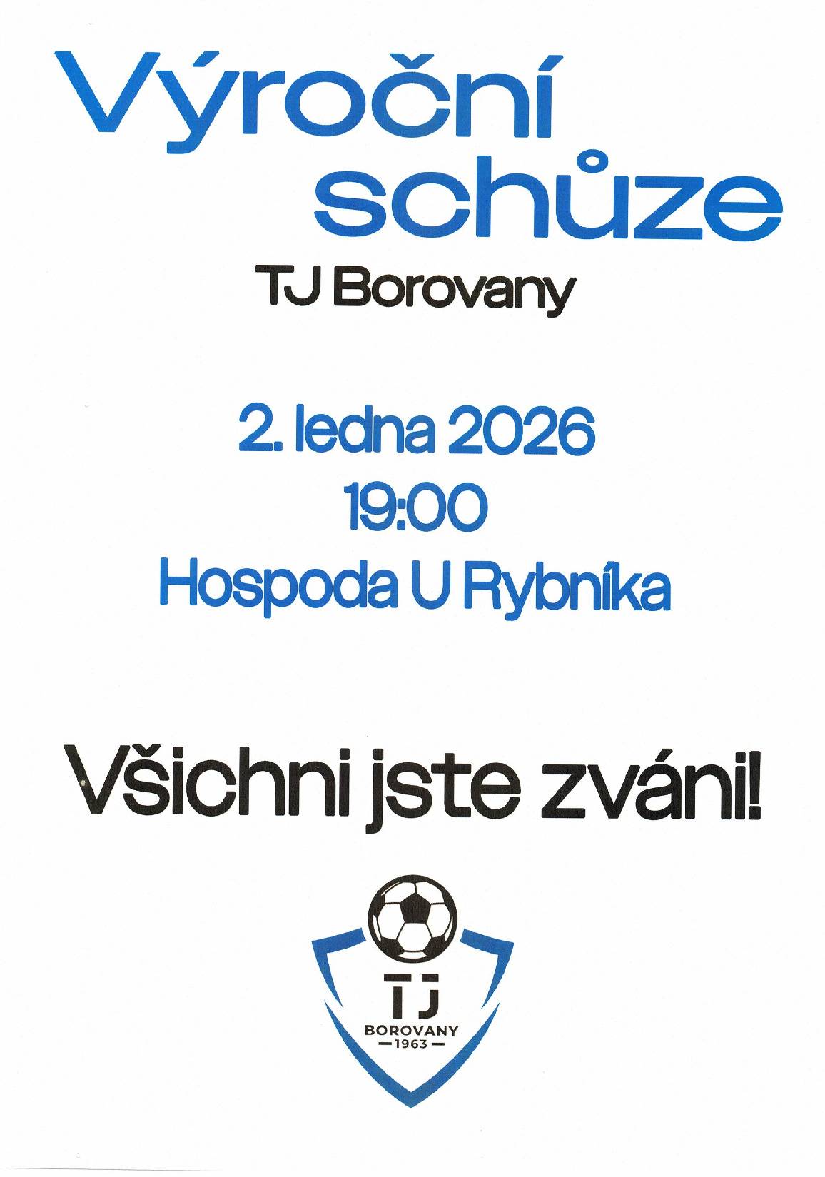 VÝROČNÍ SCHŮZE TJ BOROVANY