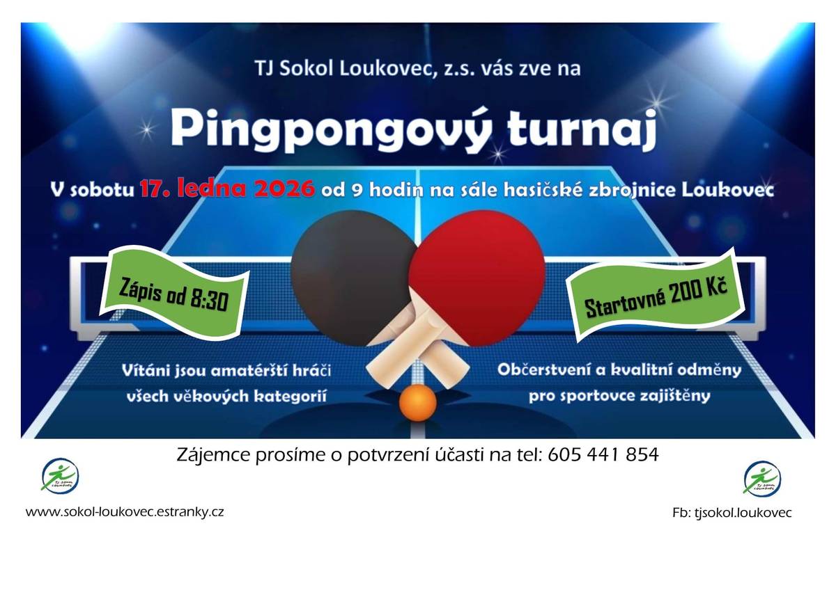 zve na pingpongový turnaj 17.01.2026 - zápis od 8.30 hod.