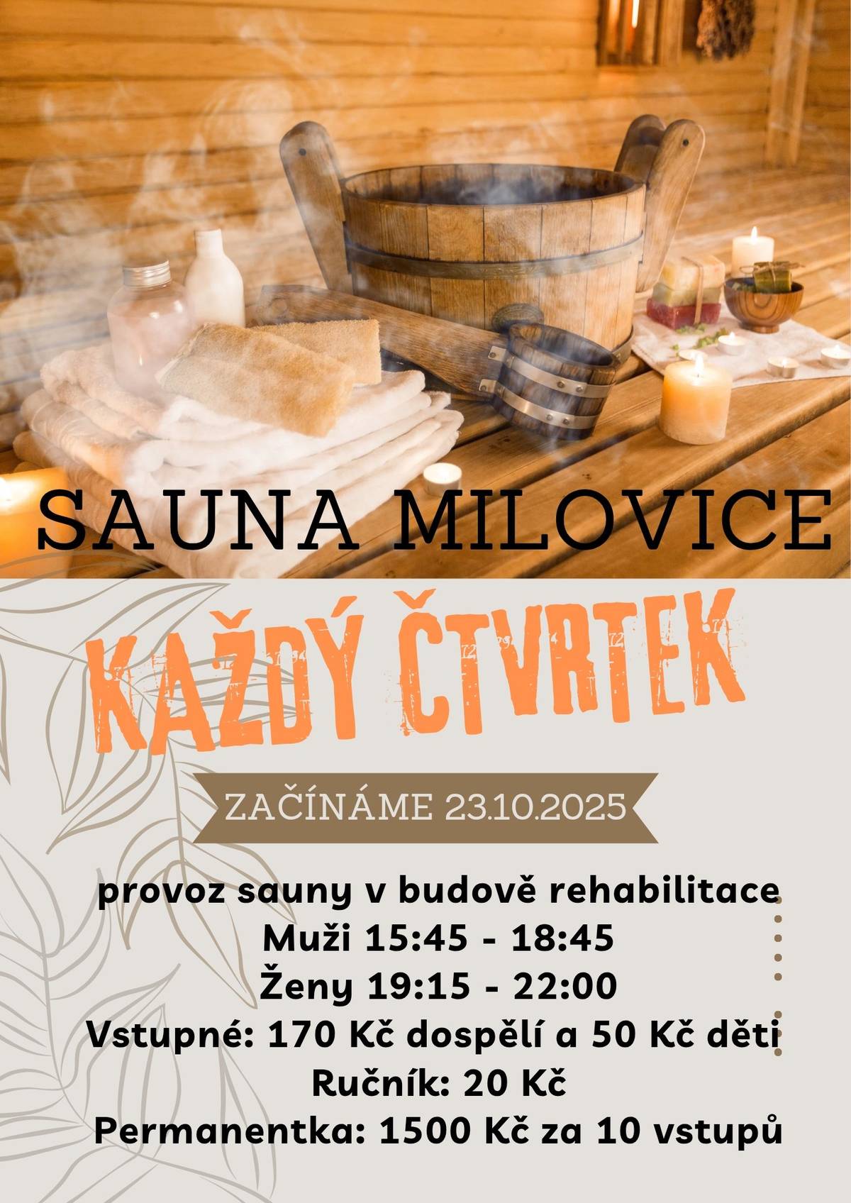 Oznamujeme všem, ze sauna dnes bude otevřena v obvyklém čase. Přijďte si zpestřit vánoční svátky.