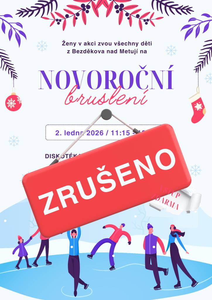 Informujeme občany, že plánované novoroční bruslení pro bezděkovské děti v Hronově se konat nebude.