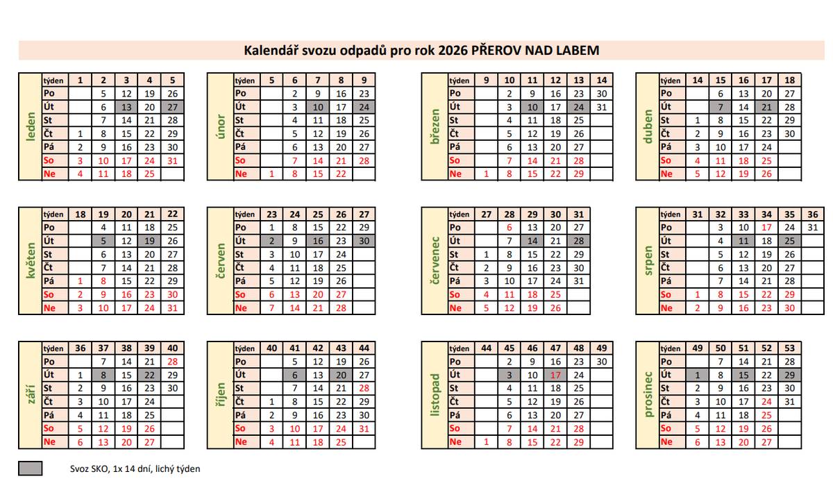 viz příloha První svoz v úterý 13.1.2026